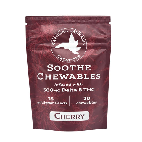 Soothe Chewables | Delta 8 | Cherry 20ct bag | Carolina Cannabis Creations