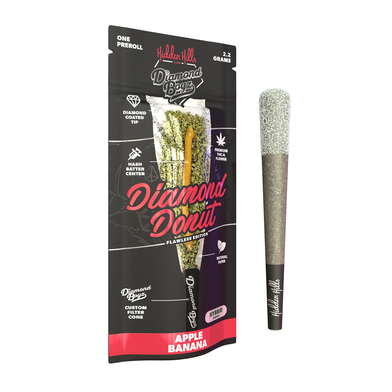 Hidden Hills x Diamond Boyz 2.2 g Diamond Donut Pre-Roll - 2 Pack Flower Hidden Hills Apple Banana