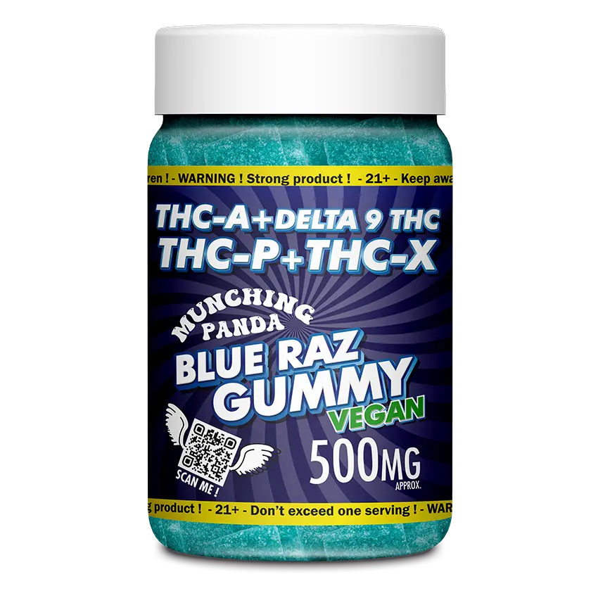 Munching Panda Delta 9 THC Vegan Gummies Edibles Munching Panda Blue Razz