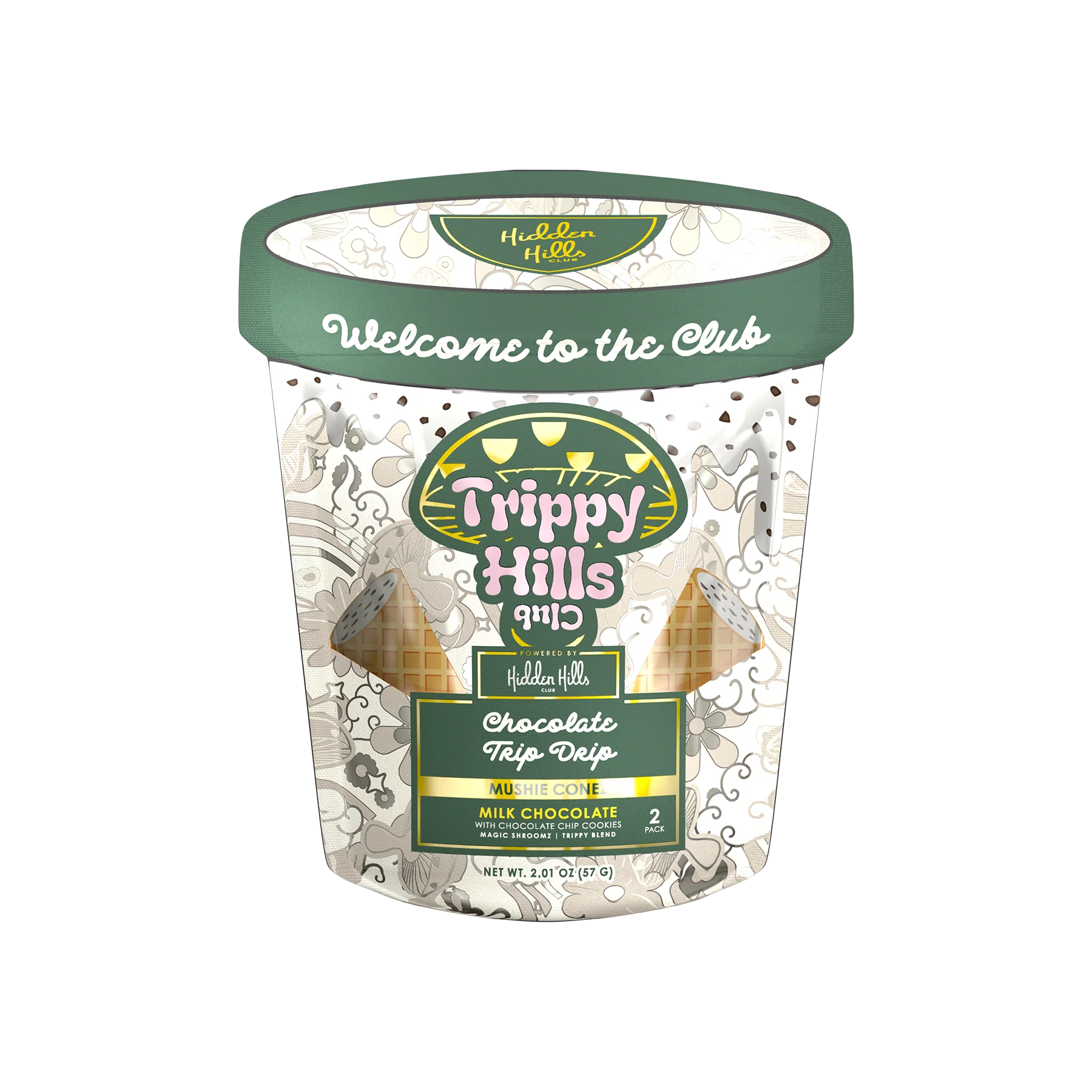 Hidden Hills Trippy Hills Magic Mushroom Cones 2 Pack  Hidden Hills Chocolate Trip Dip  