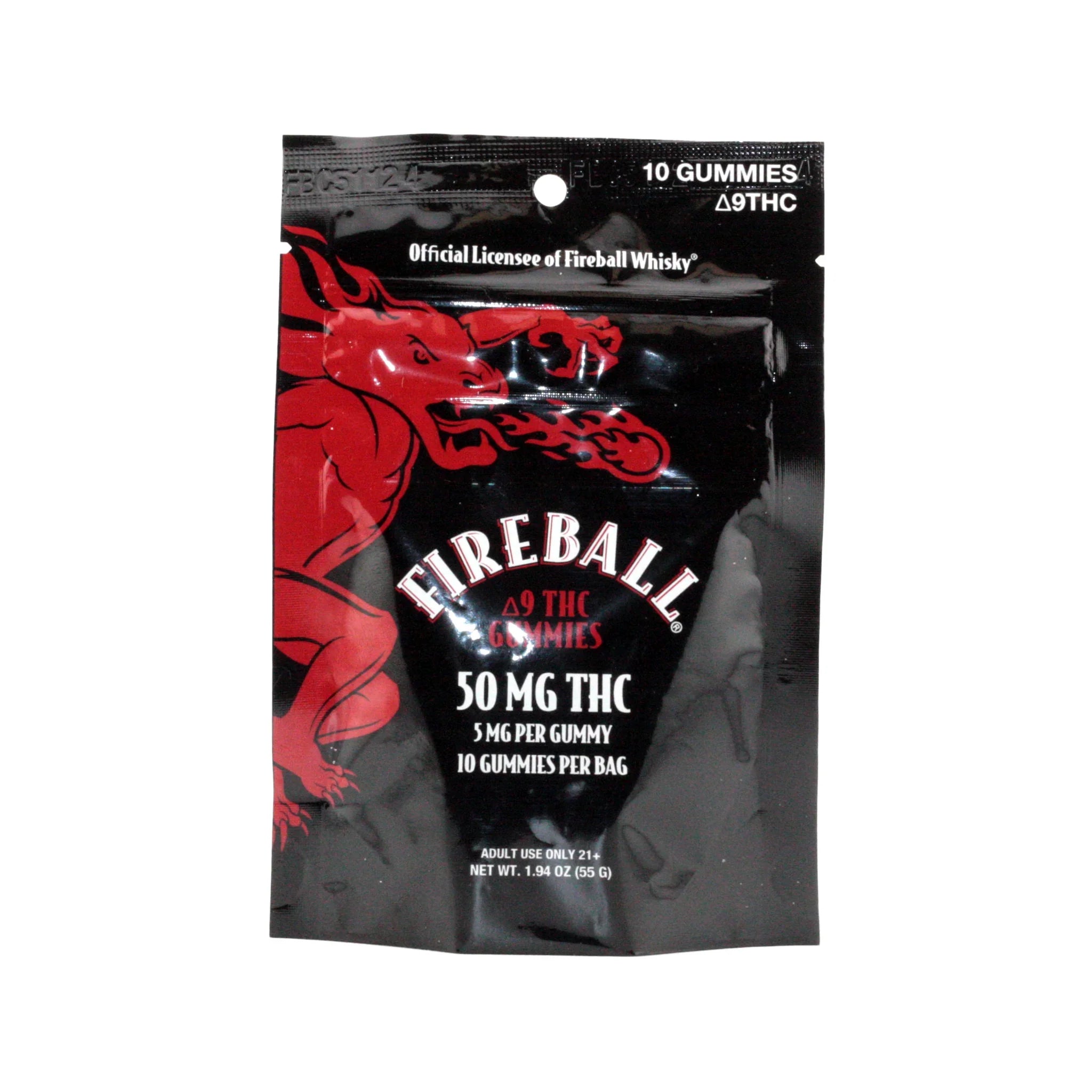 Fireball Whiskey Delta 9 5 Pack Gummies - 50MG Edibles Fireball