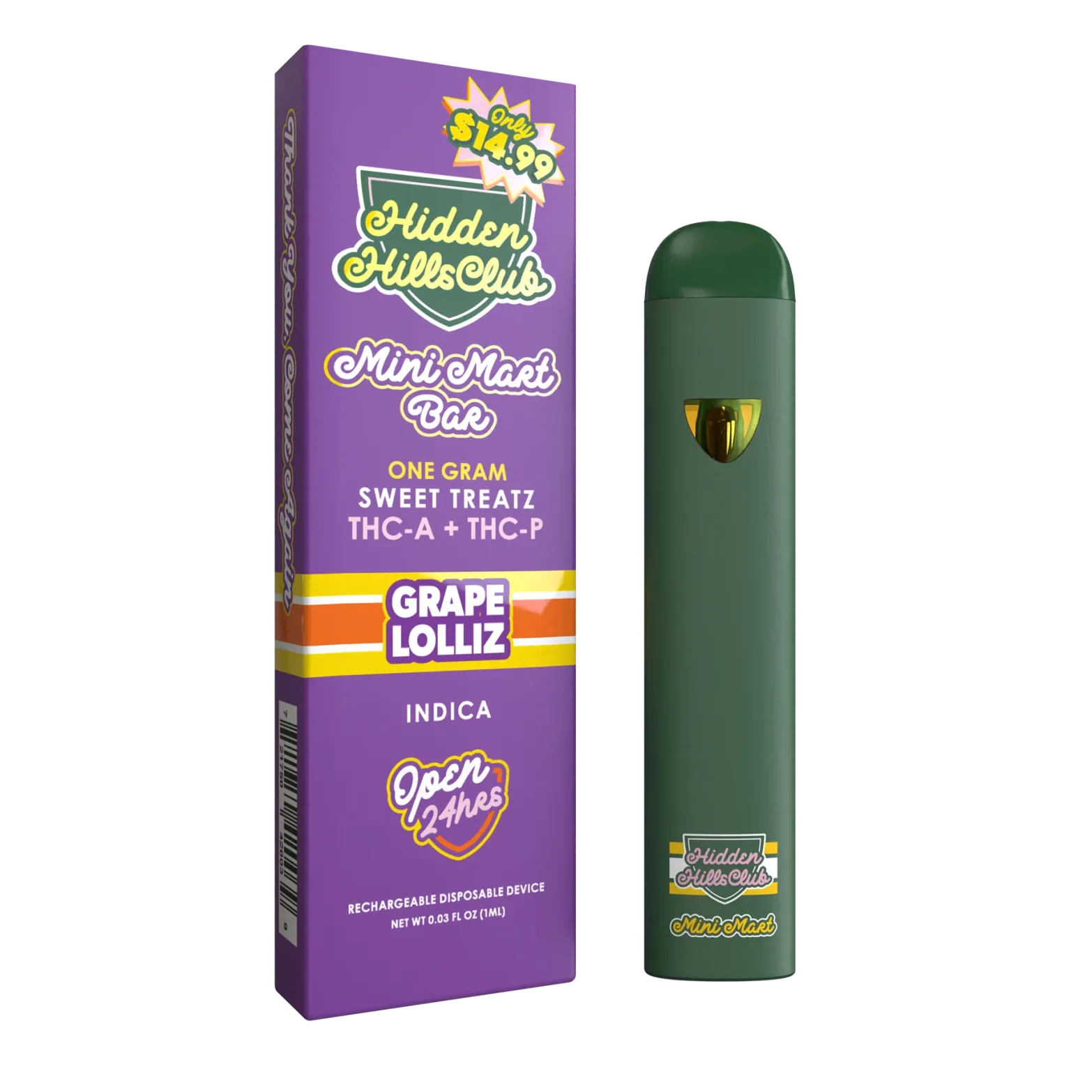 Hidden Hills Sweet Treatz Disposable – 1 Gram Vape Hidden Hills Grape Lolliz