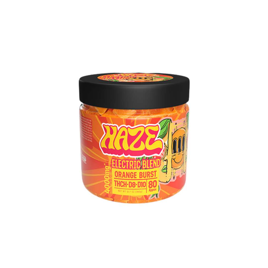 Haze Electric Blend Sativa Gummies Edibles Haze Orange Burst 80 Count 