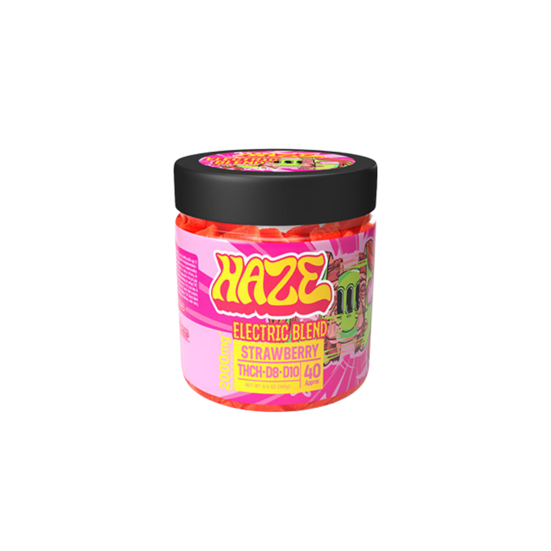 Haze Electric Blend Sativa Gummies Edibles Haze Strawberry 40 Count 