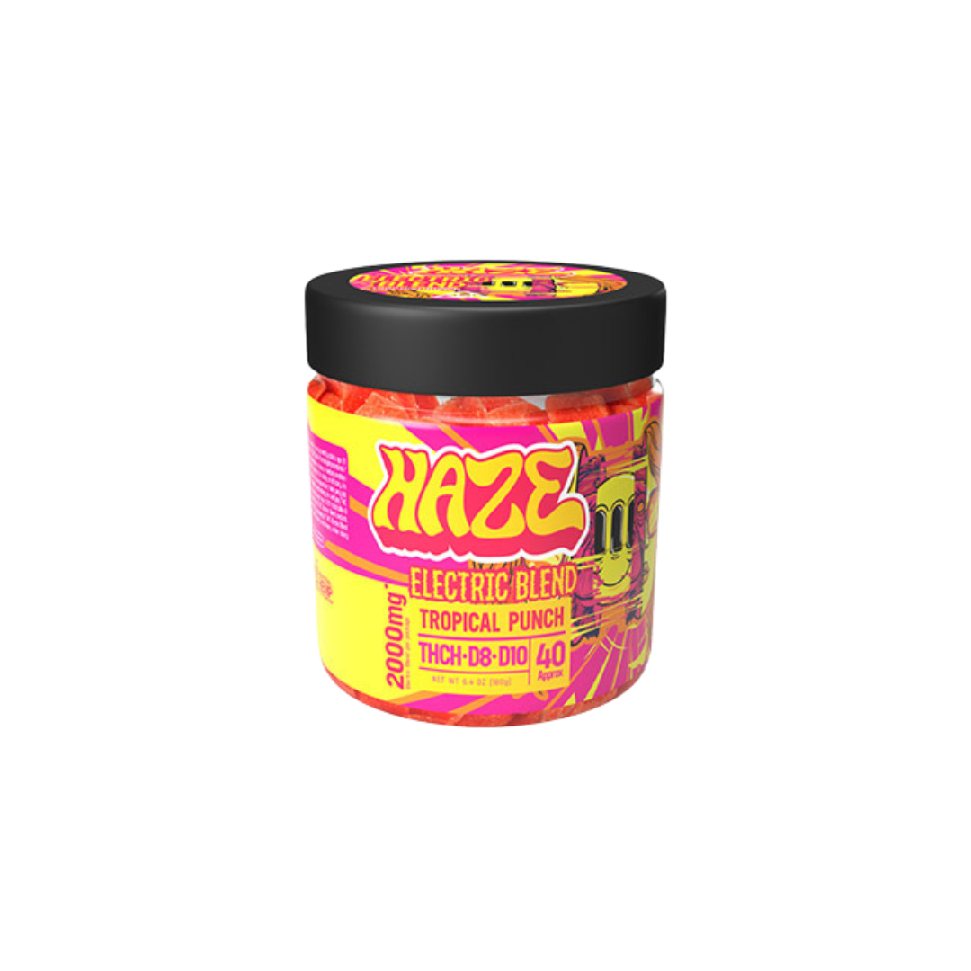 Haze Electric Blend Sativa Gummies Edibles Haze Tropical Punch 40 Count 