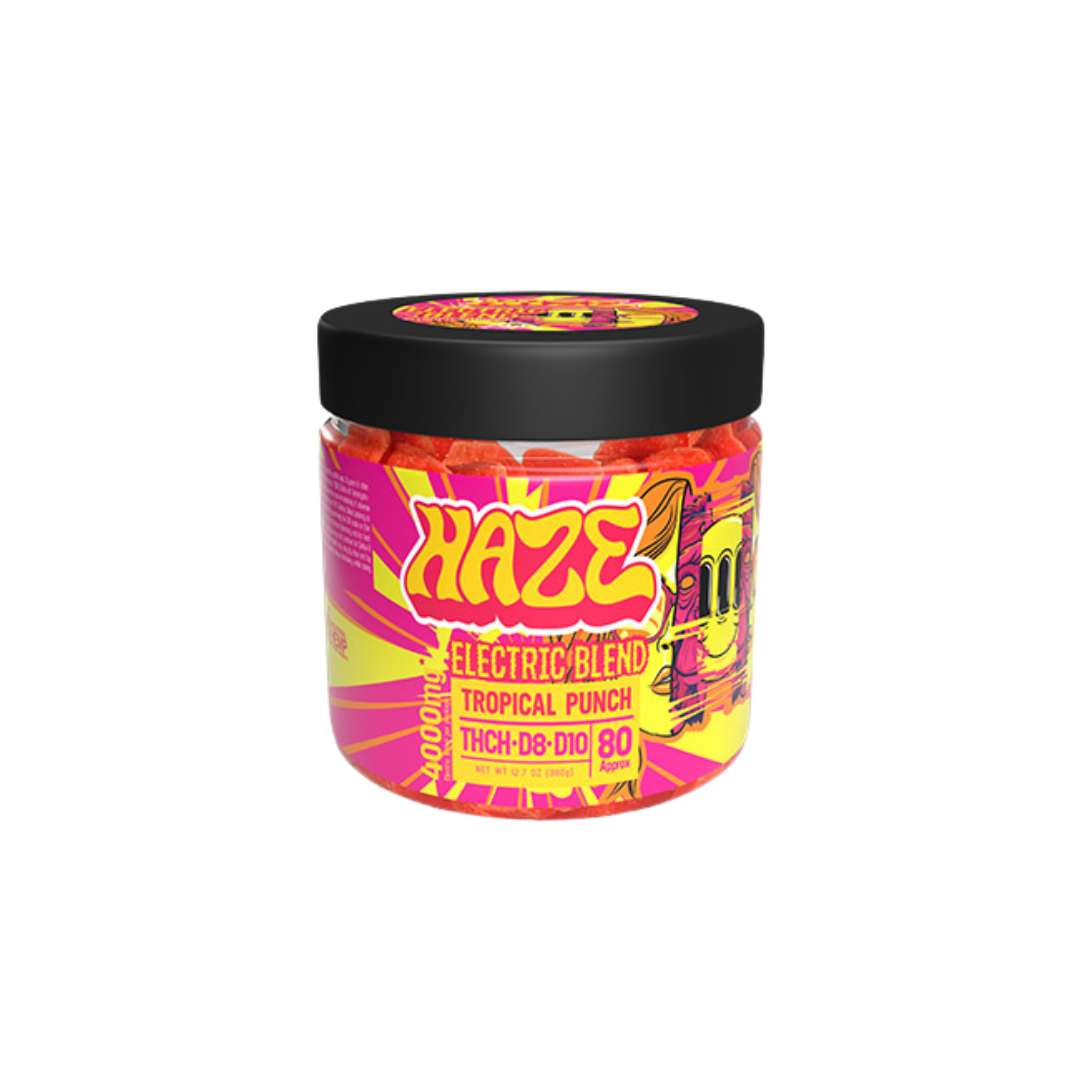 Haze Electric Blend Sativa Gummies Edibles Haze Tropical Punch 80 Count 