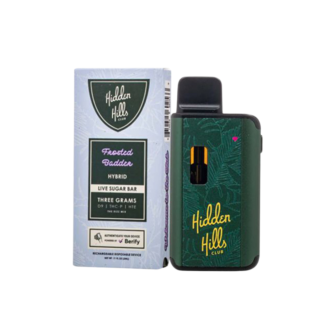 Hidden Hills Live Suger Bar 3g Disposable Vape Vape Hidden Hills Frosted Badder  