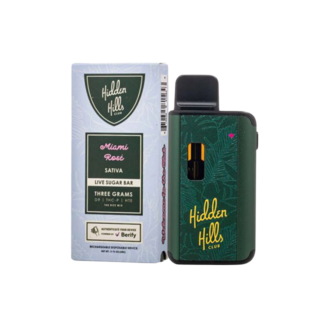 Hidden Hills Live Suger Bar 3g Disposable Vape Vape Hidden Hills Miami Rose  
