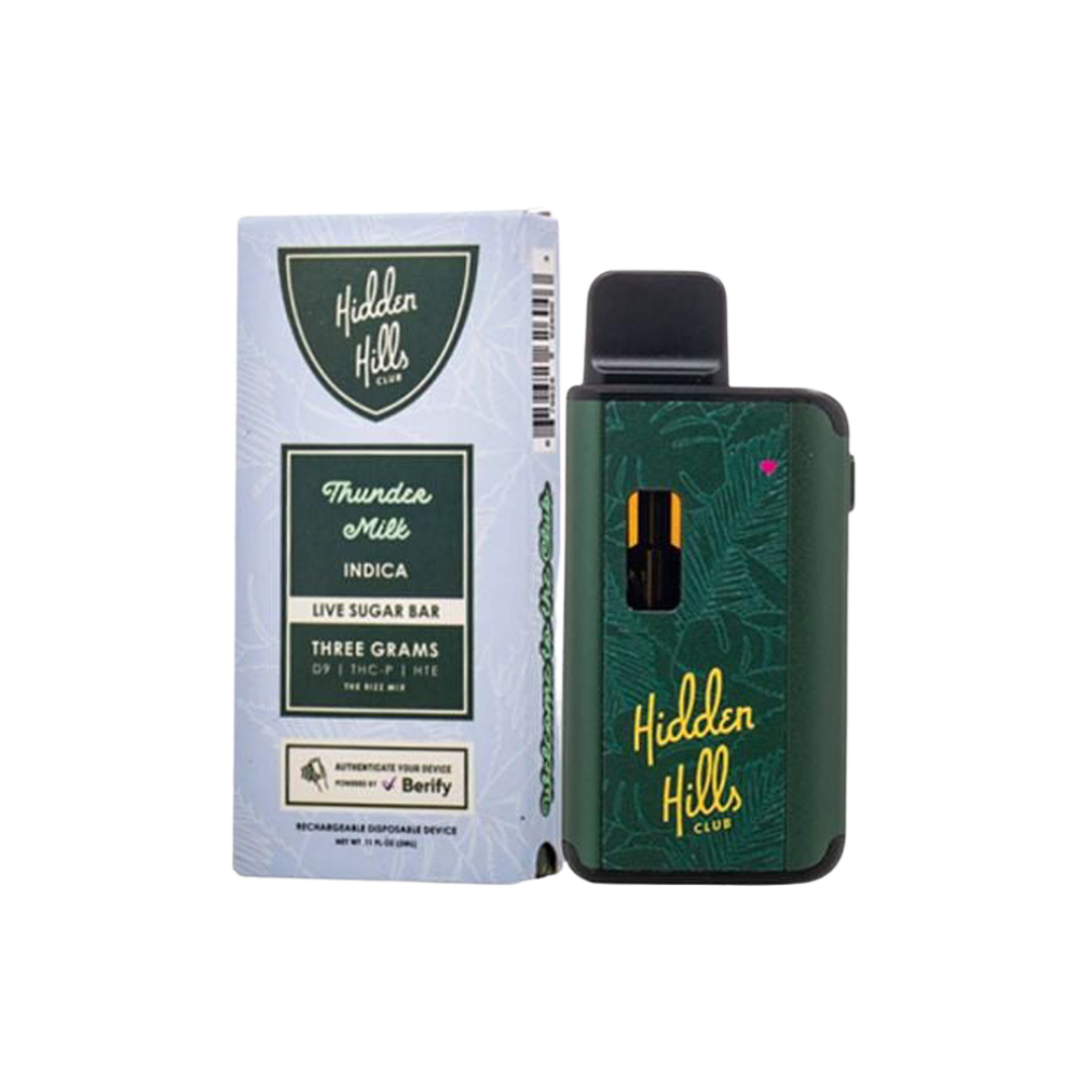 Hidden Hills Live Suger Bar 3g Disposable Vape Vape Hidden Hills Thunder Milk  