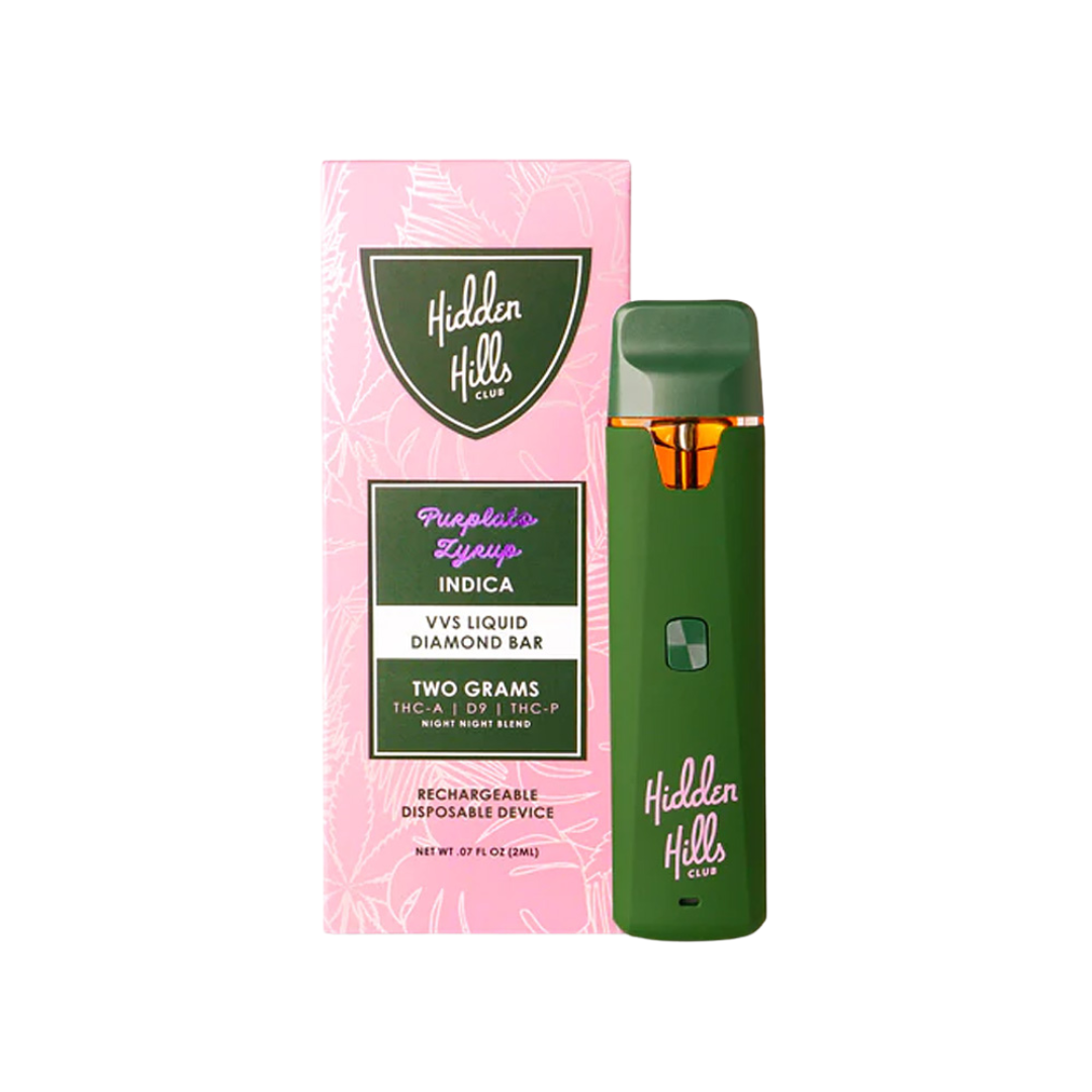 Hidden Hills VVS Liquid Diamonds 2g Disposable Vape Vape Hidden Hills Purplato Zyrup Indica  