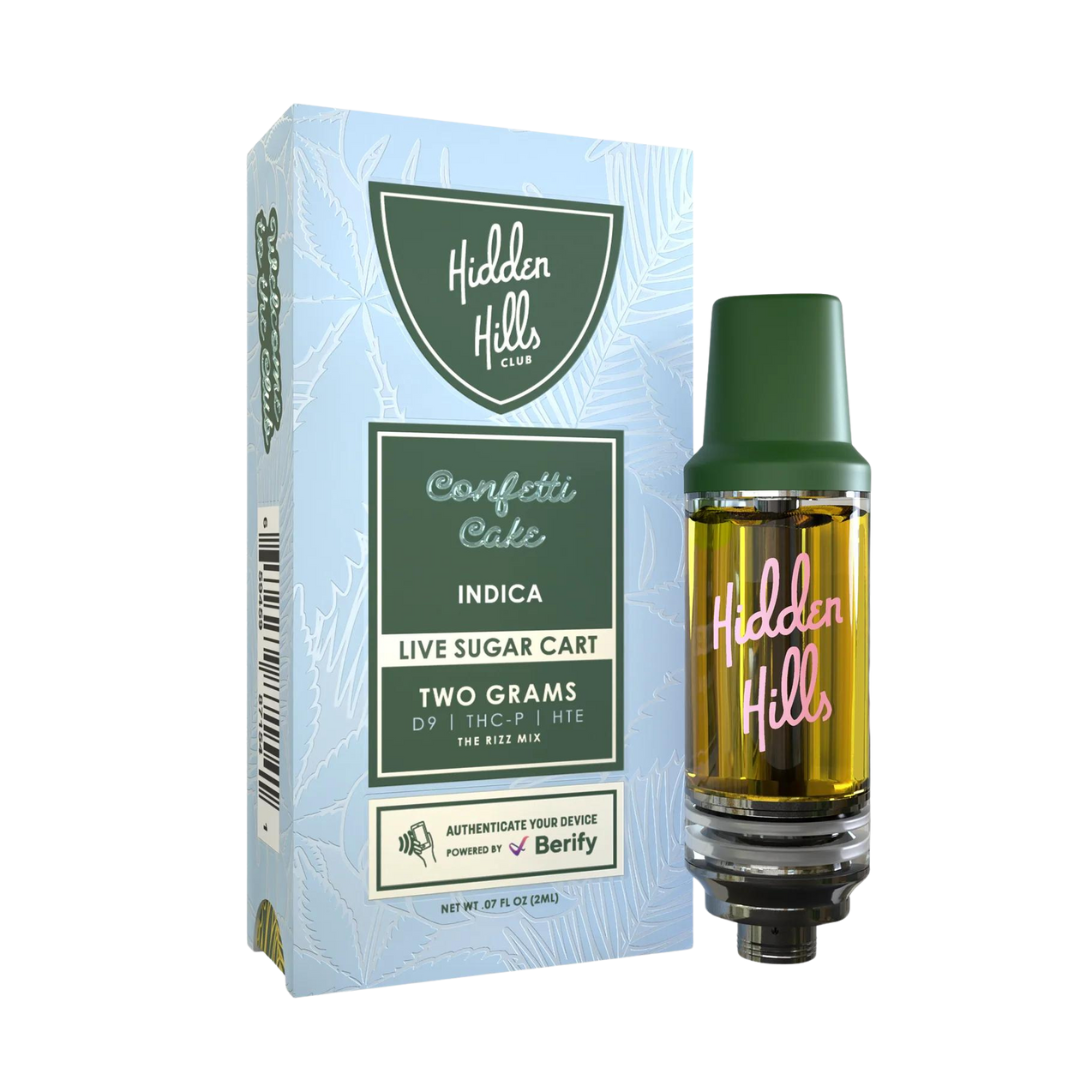 Hidden Hills 2G Live Sugar Cartridges - Rizz blend Vape Hidden Hills Confetti Cake Indica  