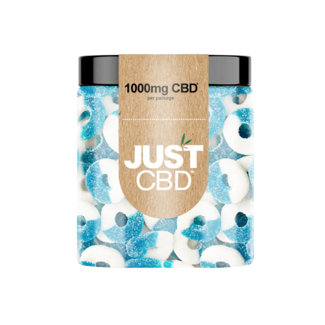 Just CBD - Gummies THC FREE Edibles Just CBD 1000mg Blue Raspberry Rings 