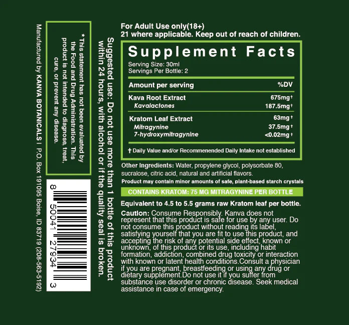 Kanva Focus+Flow - Kava + Kratom Shot - 3 Pack Kava Kanva