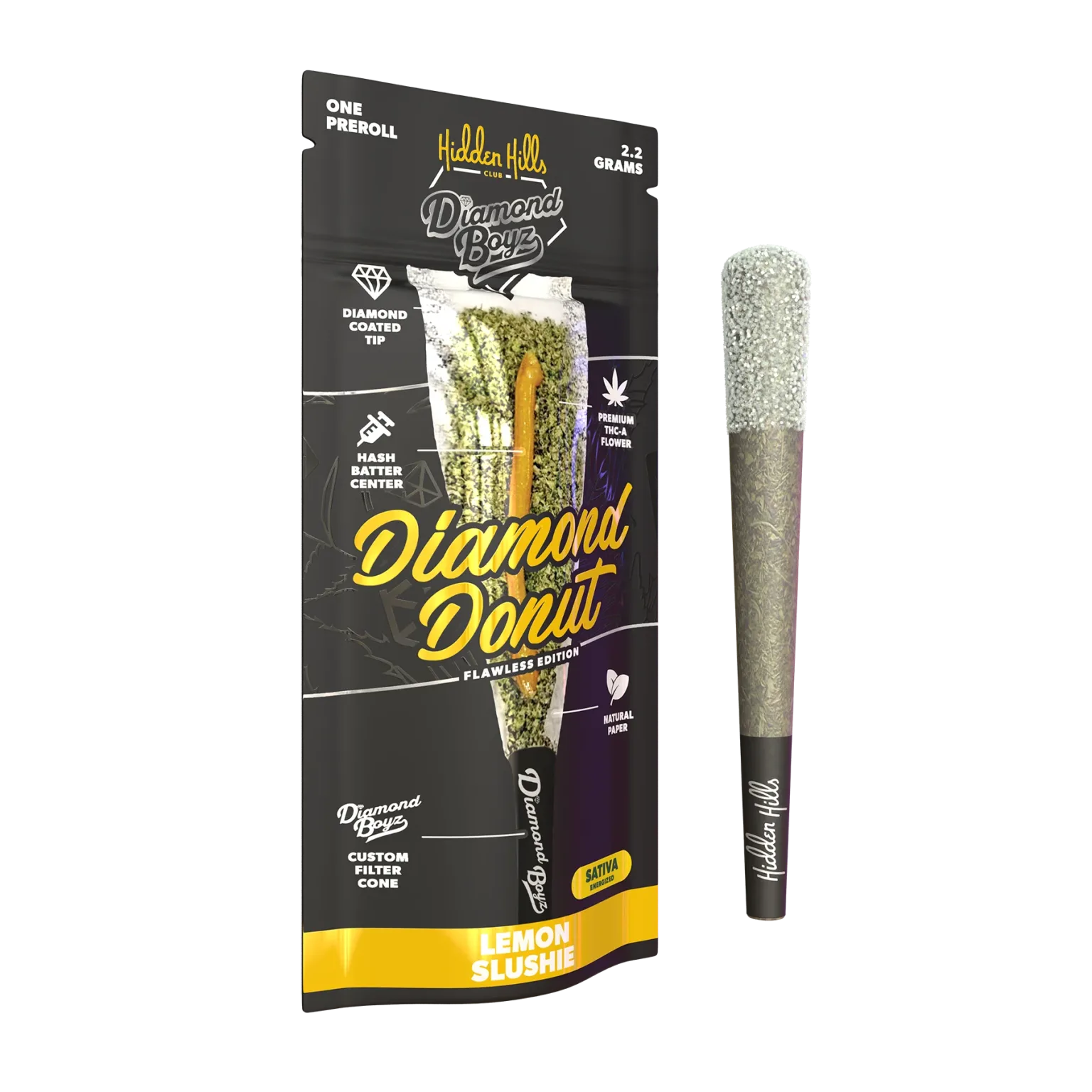 Hidden Hills x Diamond Boyz 2.2 g Diamond Donut Pre-Roll - 2 Pack Flower Hidden Hills Lemon Slushie
