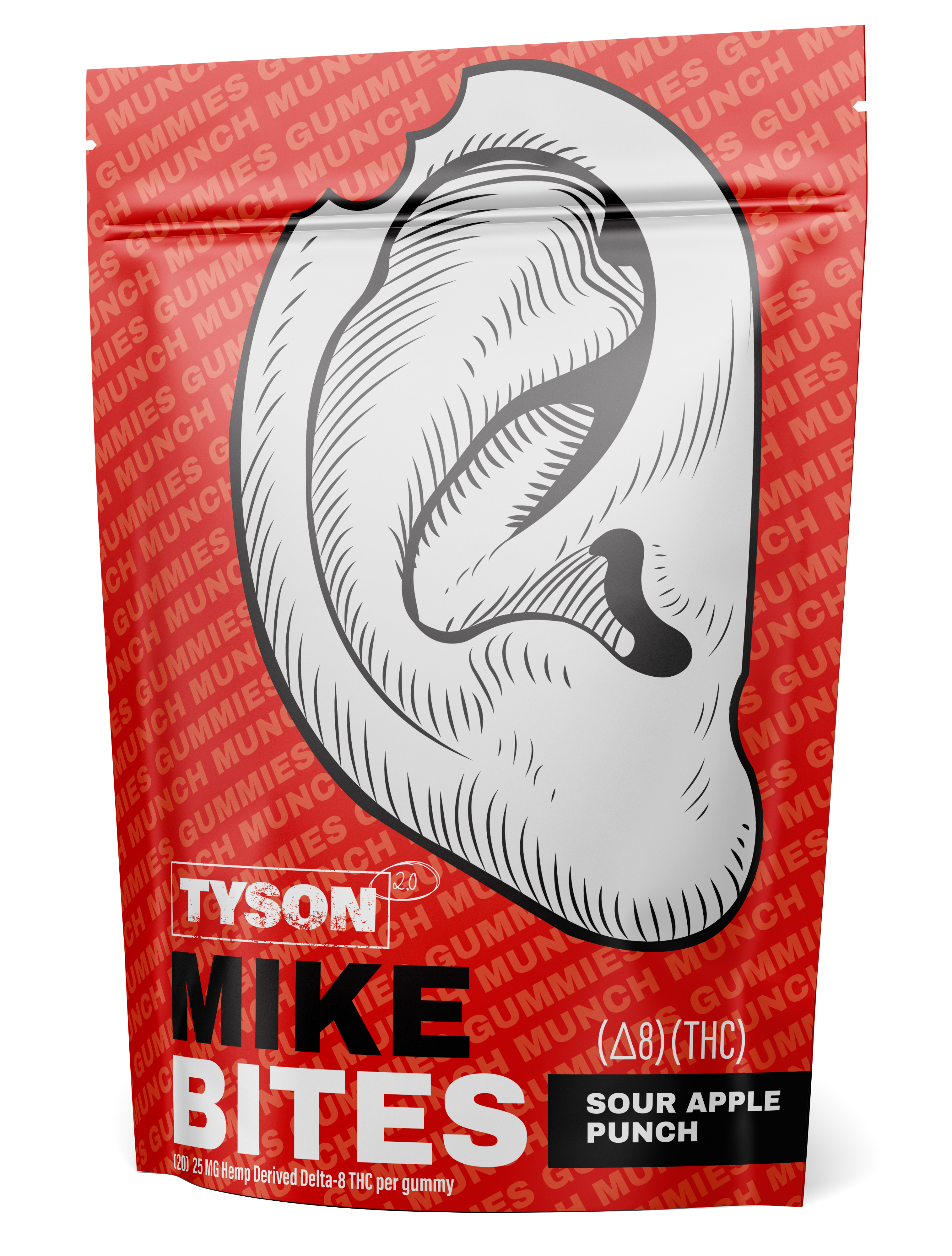 Mike Tyson Delta THC Ear Bite Gummies - 20 Pack Edibles Tyson 2.0 Sour Apple Punch Delta 8 