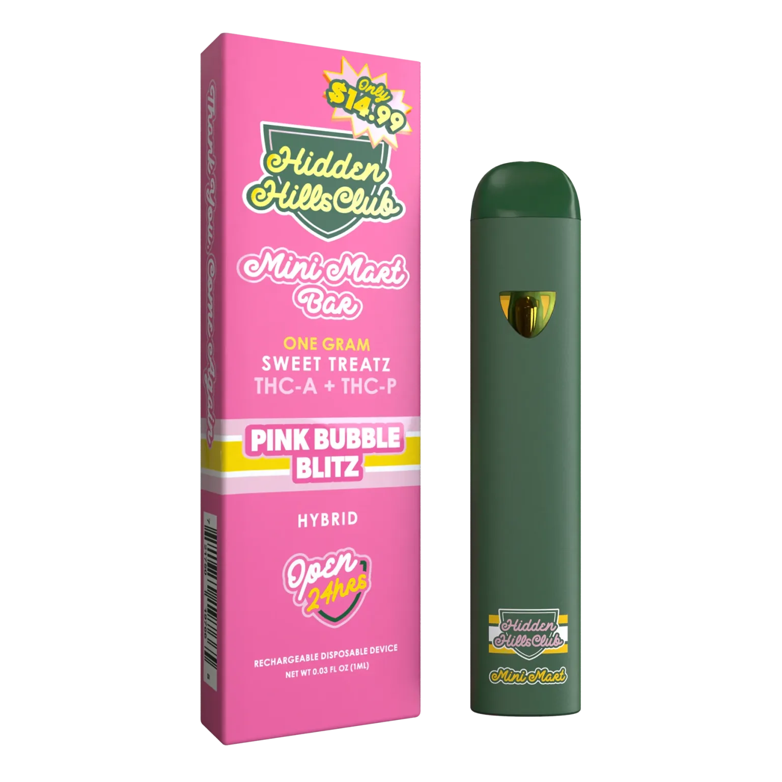 Hidden Hills Sweet Treatz Disposable – 1 Gram Vape Hidden Hills Pink Bubble Blitz