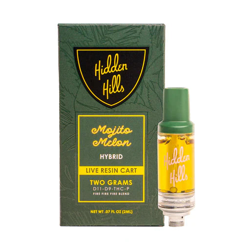 Hidden Hills Fire Fire Blend 2g Live Resin Cartridge Vape Hidden Hills Mojito Melon Hybrid  