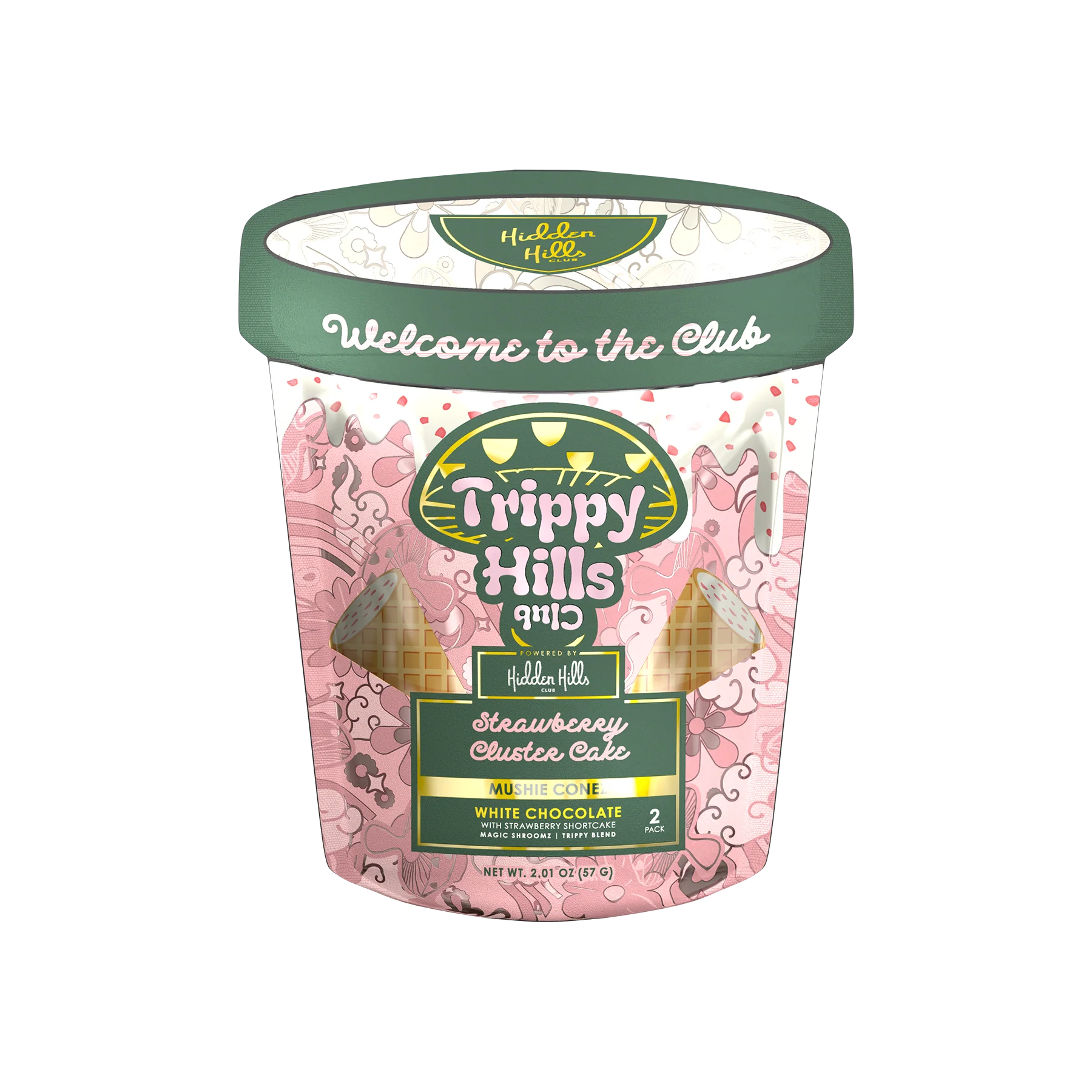 Hidden Hills Trippy Hills Magic Mushroom Cones 2 Pack  Hidden Hills Strawberry Cluster Cake  