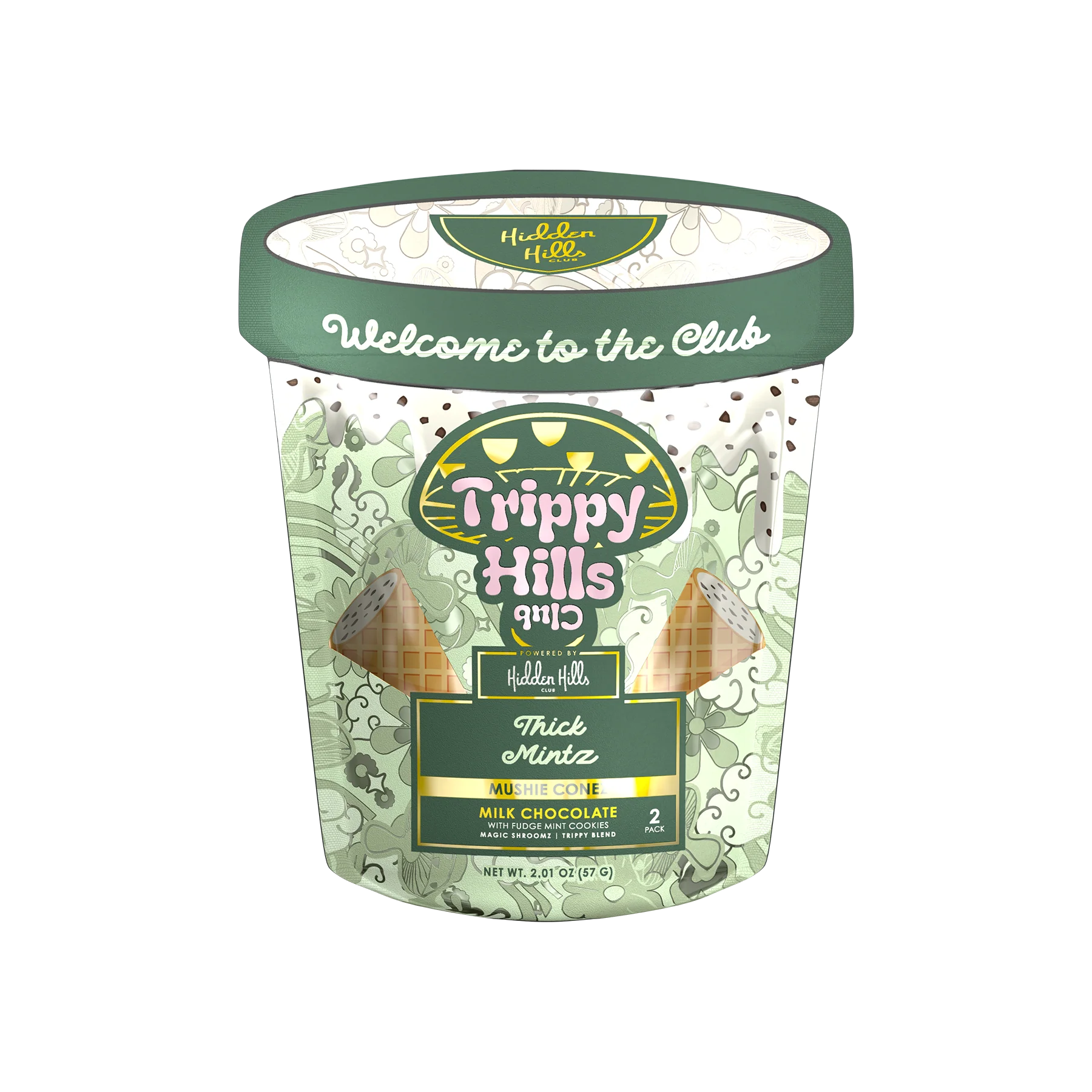 Hidden Hills Trippy Hills Magic Mushroom Cones 2 Pack  Hidden Hills Thick Mintz  