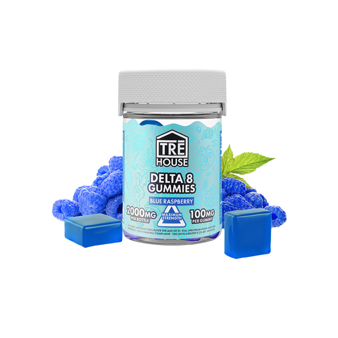 Tre House Blue Raspberry Delta 8 Gummies - 2000mg Edibles Tre House   