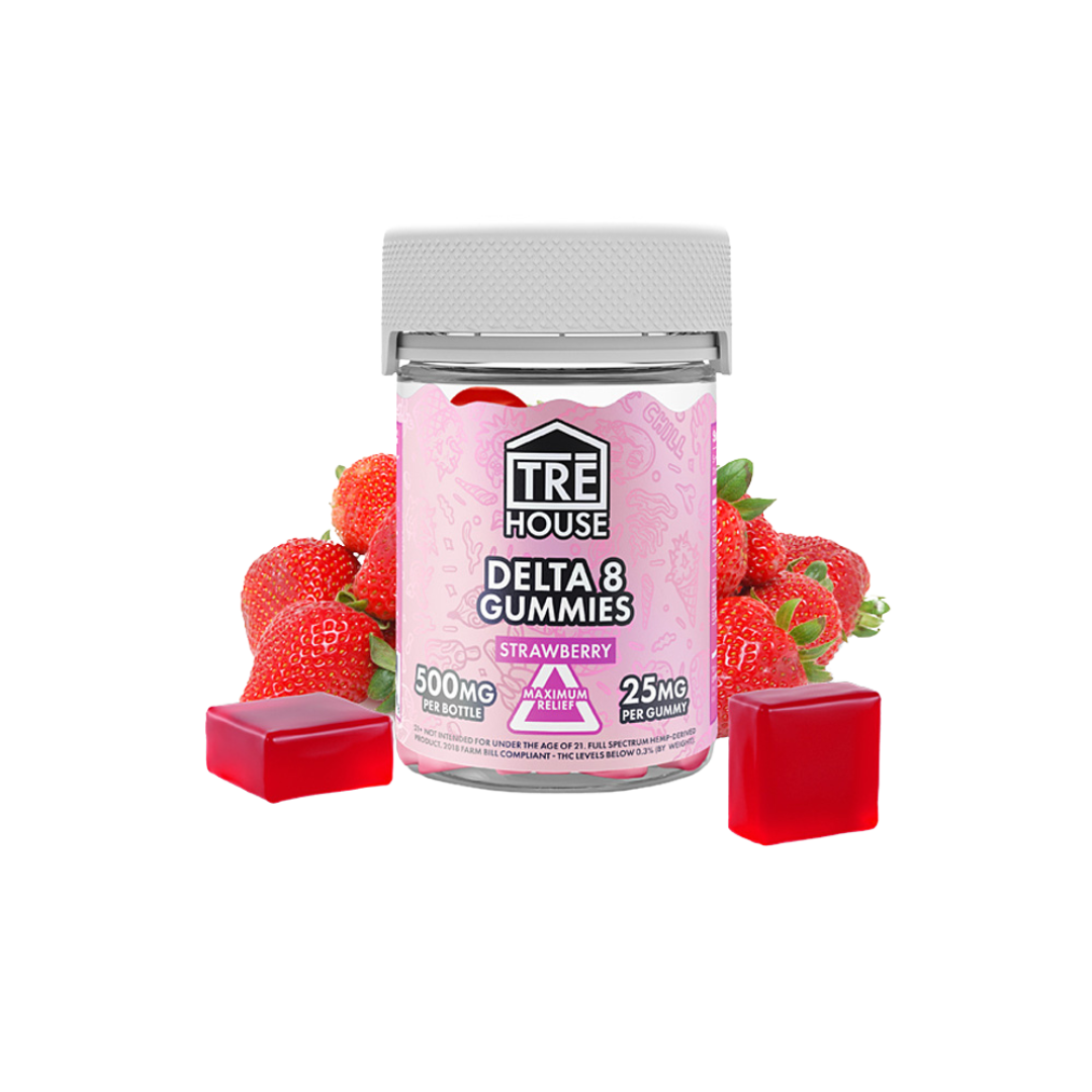 Tre House 500MG Delta 8 Gummies Edibles Tre House Strawberry  