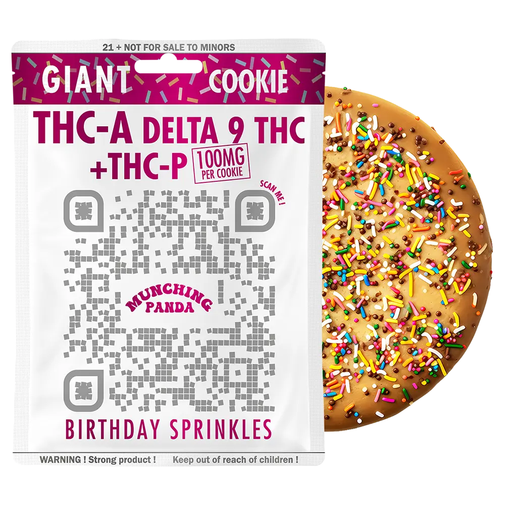 Munching Panda - Giant Cookie 100mg delta 9 THC + THC-P + THC-A Edibles Munching Panda Birthday Cake  