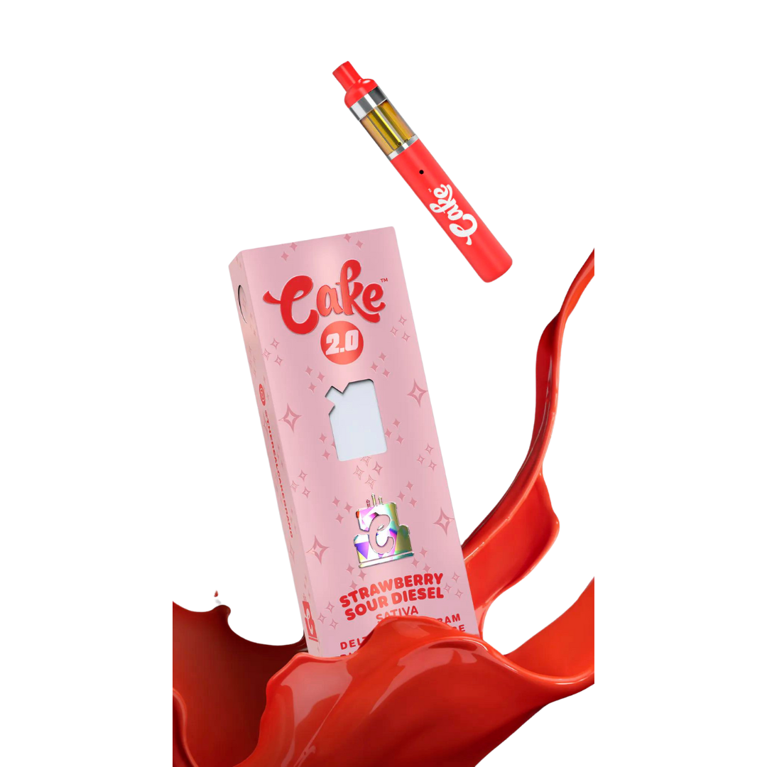 Cake - Delta 8 Disposable - 2G Vape Cake Strawberry Sour Diesel  