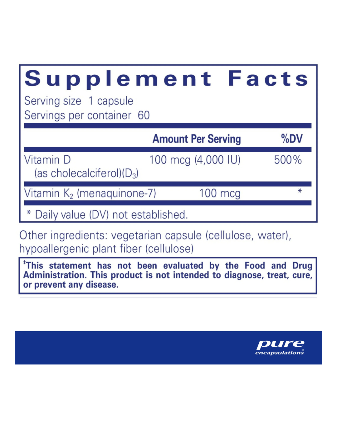 Vitamin D3 &amp; K2 — 60 Capsules Have A Nice Day