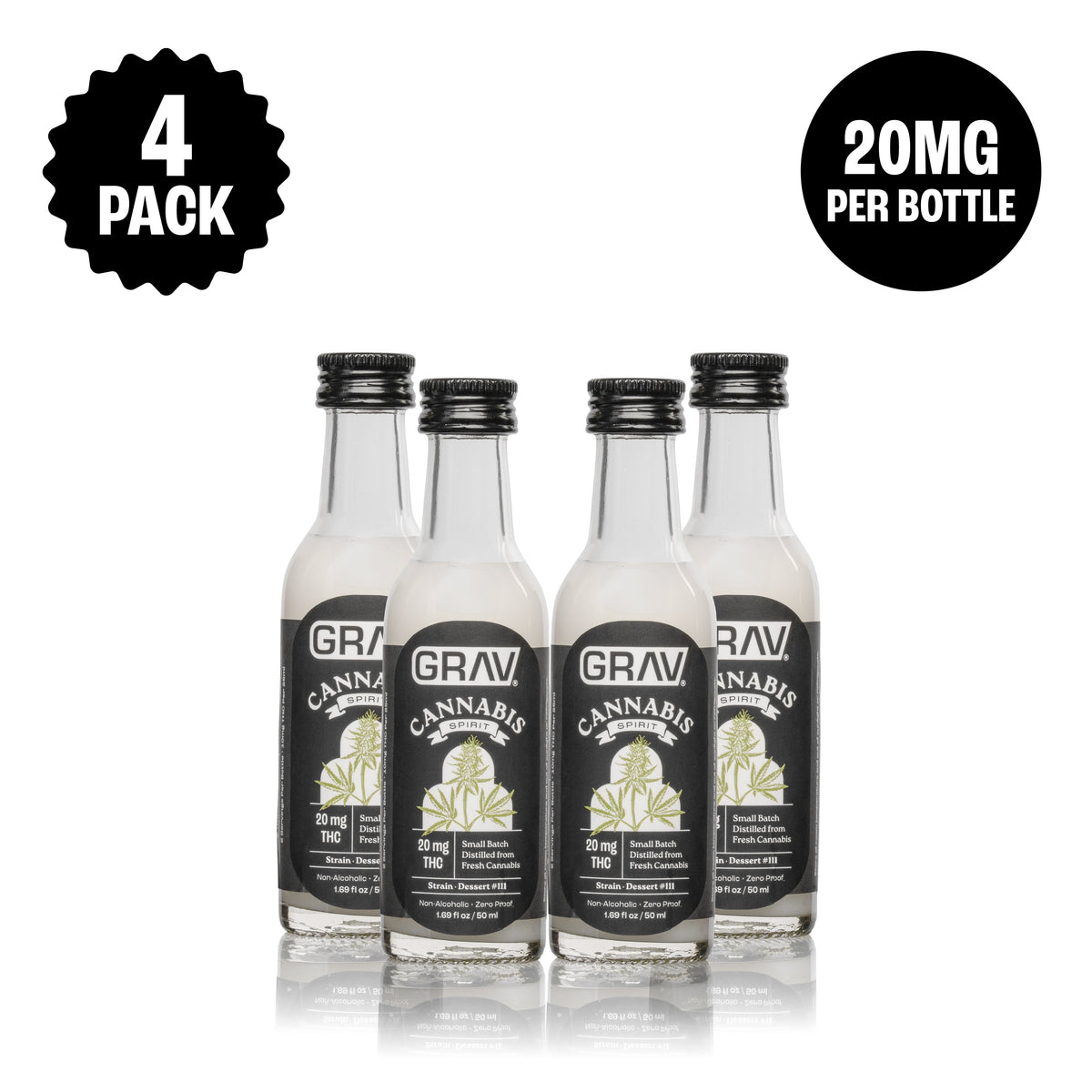 GRAV® Cannabis Spirit 20mg Natural, 50ml Bottle 4-Pack