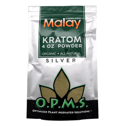 O.P.M.S Silver Powder Kratom OPMS Green Vein Malay 1 Ounce 