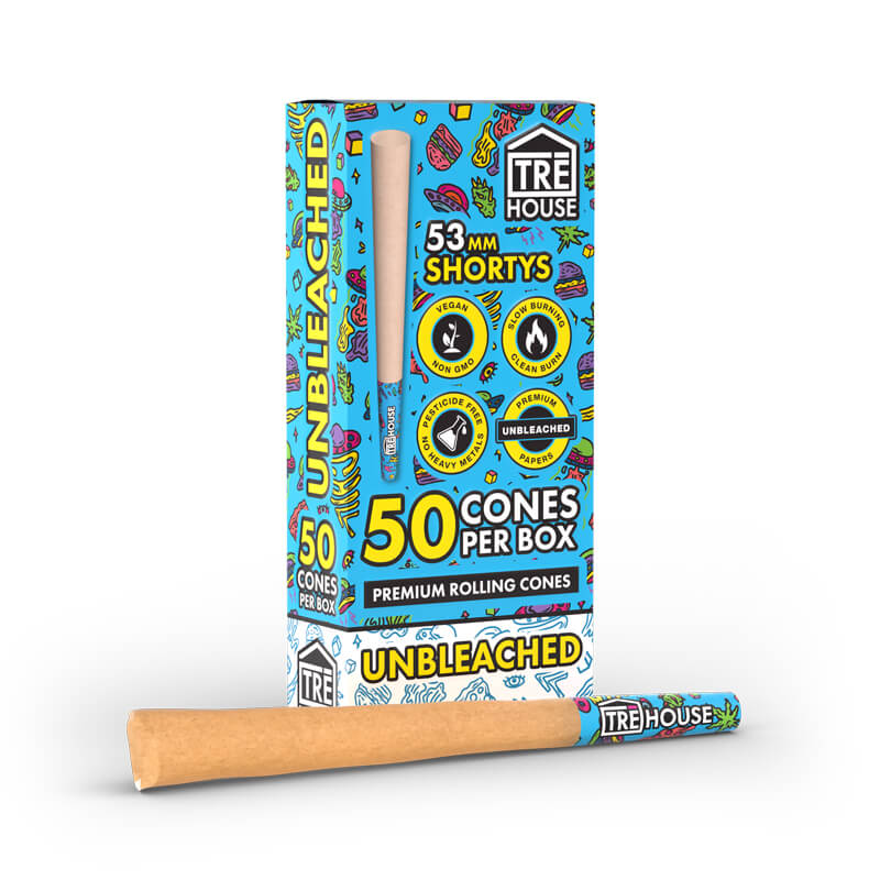 Tre House Shortys Unbleached Cones – 50ct Wraps Tre House Shortys 53mm  
