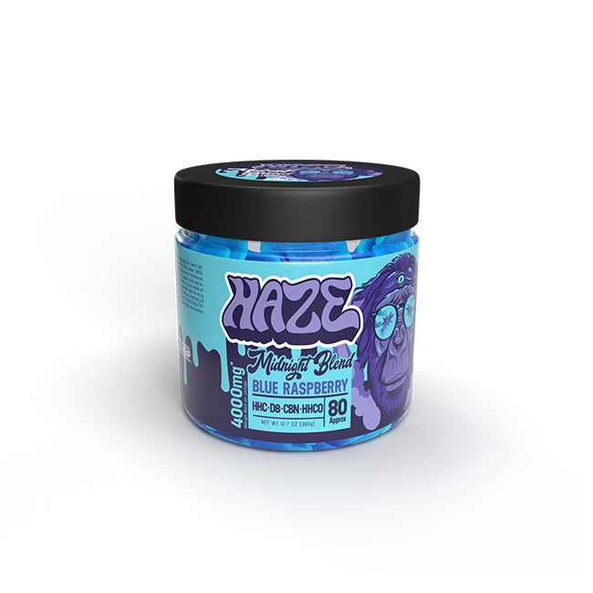 Haze Midnight Blend Indica Gummies Edibles Haze Blue Raspberry 80 Count 