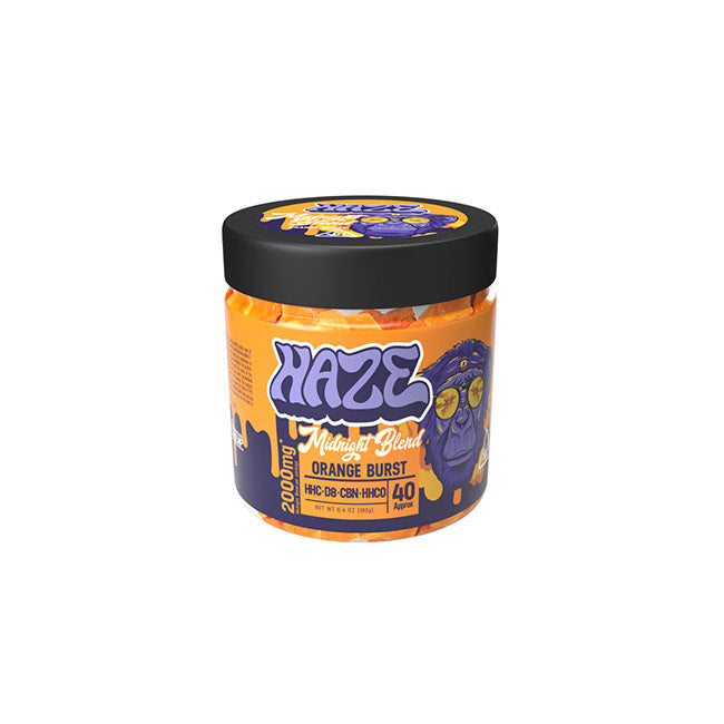 Haze Midnight Blend Indica Gummies Edibles Haze Orange Burst 40 Count 