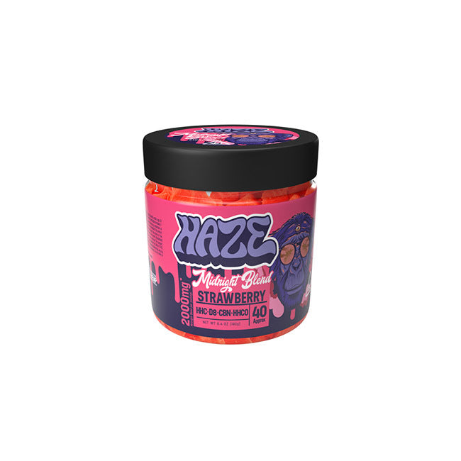 Haze Midnight Blend Indica Gummies Edibles Haze Strawberry 40 Count 