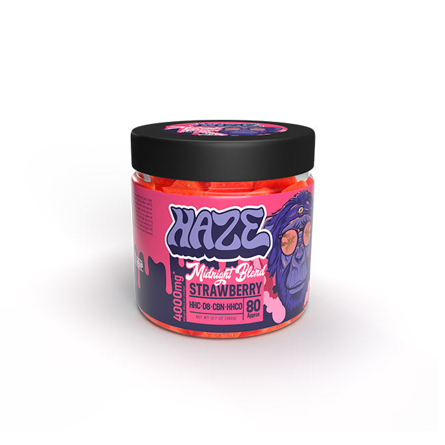 Haze Midnight Blend Indica Gummies Edibles Haze Strawberry 80 Count 