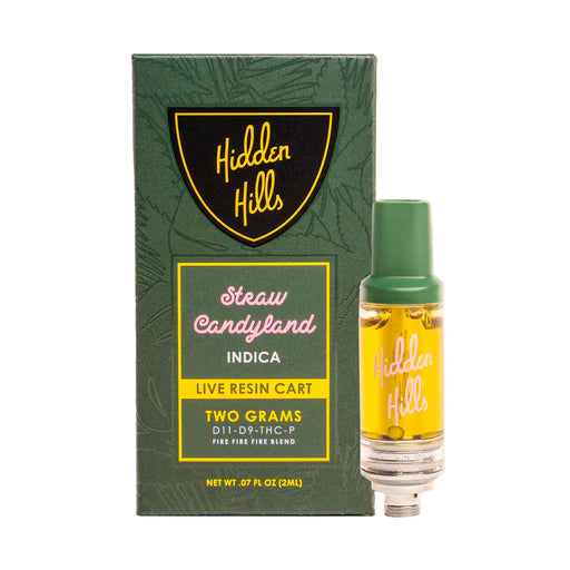Hidden Hills Fire Fire Blend 2g Live Resin Cartridge Vape Hidden Hills Straw Candyland Hybrid  