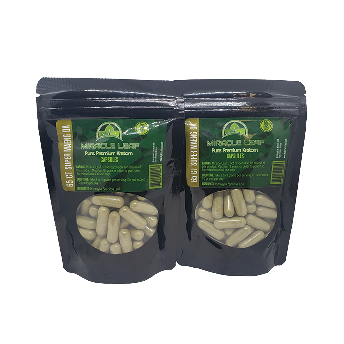 Miracle Leaf Premium Kratom Super Maeng Da 65ct Capsules Kratom Miracle Leaf   
