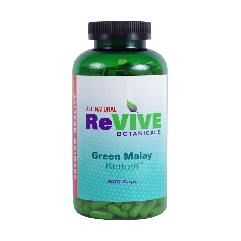 Revive Botanicals Kratom Capsules Kratom Revive Kratom Green Malay 500 Count 